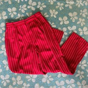Aritzia Red and white pinstripe trousers size 0